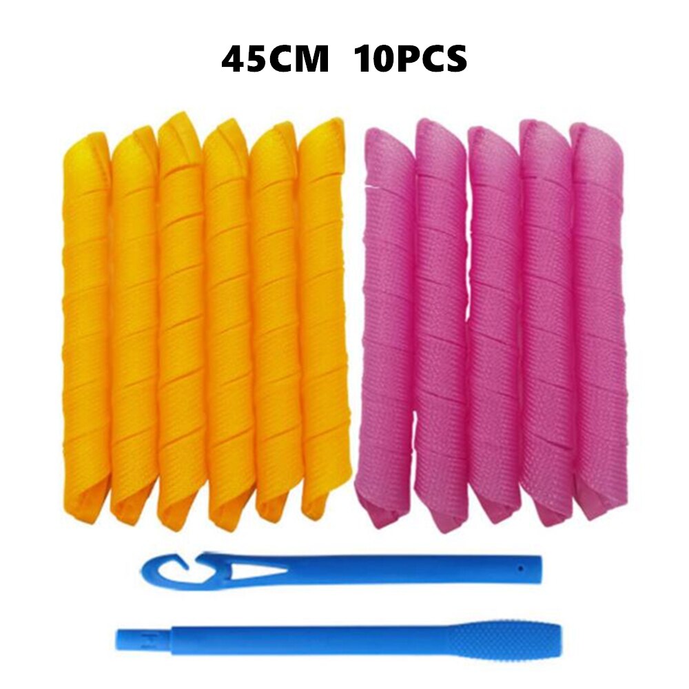 Bigodino di capelli magico senza calore bigodini di capelli fai da te bigodini rullo di acconciatura rullo a spirale formatori di onde strumenti per lo messa in piega dei capelli 30/45/55/65cm: 45cm 10pezzi