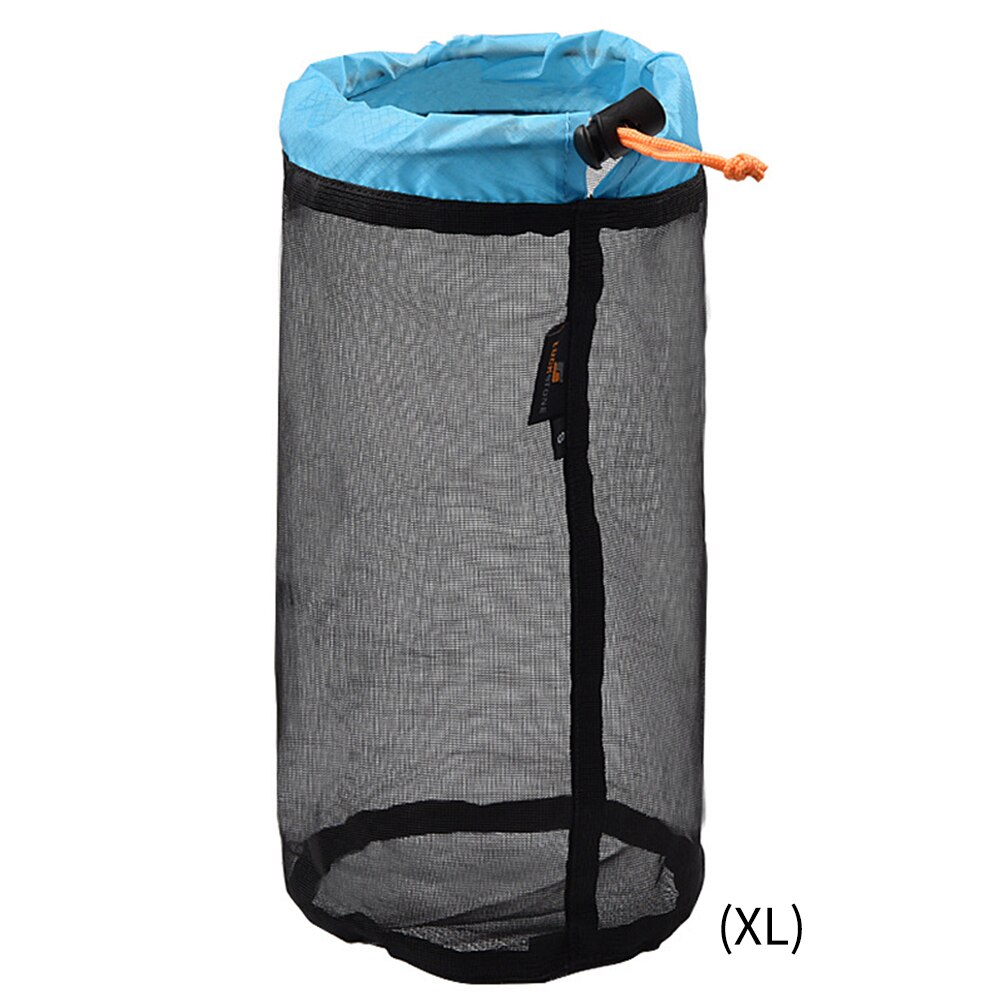 Camping hjem ultralet snøre legetøj mesh opbevaringspose vandreværktøj rejser arrangør ting foldbar udendørs sportsæk: Blå xl