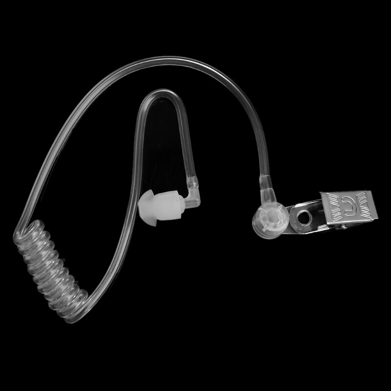 Replacement Transparent Coil Acoustic Air Tube Earplug With Metal Clip For Two-Way Radio Walkie Talkie Earpiece Headset