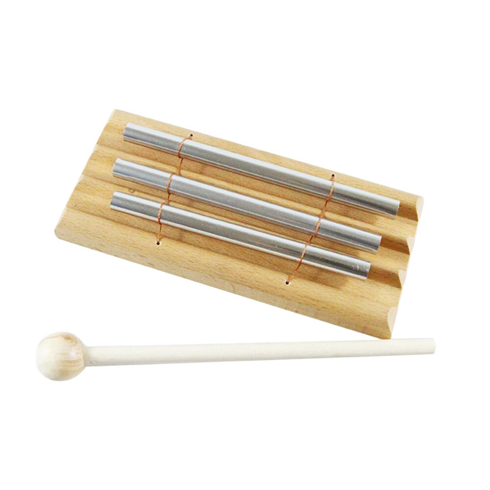 Trio Chime-percusión de xilófono para niños, Juguete Musical de madera con tubos de Metal de 2 Notas para chico pequeño
