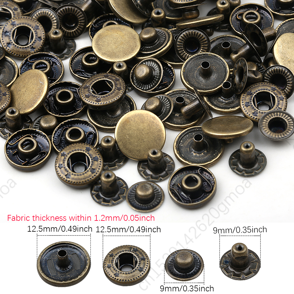 20sets/pack 10-15mm Metal Snap Buttons Sewing Accessories Botones Snaps Button For Clothing bags Leather Pressure Snap Fasteners