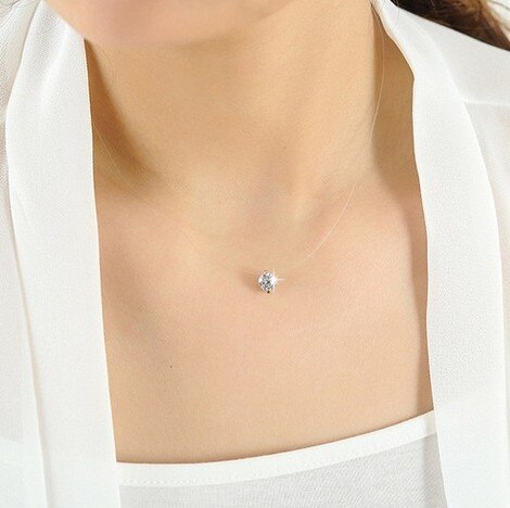 Mode Vrouwen Crystal Ketting Onzichtbare Lijn Zirkoon Sleutelbeen Keten Ketting