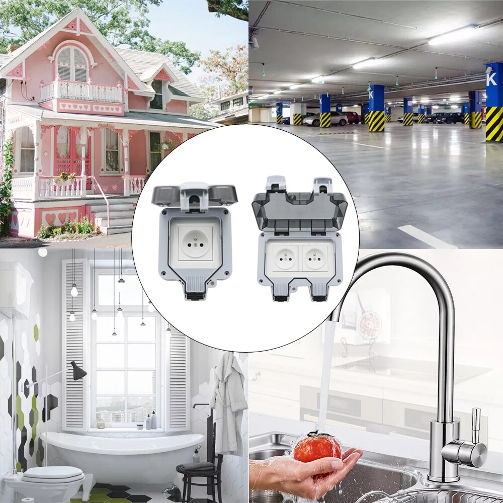 1Pc Frankrijk Fr Standaard IP66 16A AC250V Weerbestendige Waterdichte Outdoor Stopcontact Doos Stopcontact Voor Opladen Stapel