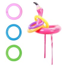 Inflatable Flamingo Hat, Inflatable Flamingo Head with 6pcs Rings Toss Game for Hawaii Luau Game Family Reunion Summer Party Dec