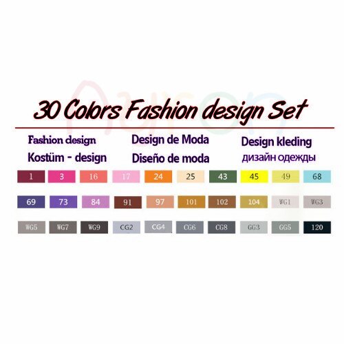 TOUCHNEW 30/40/60/80 Colors Art Markers Alcohol Based Markers Drawing Pen Set Manga Dual Headed Art Sketch Marker Pens: 30 costume design