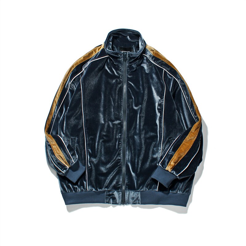 2021 New BF Style giacca da uomo coppia moda Casual sport Stand colletto cappotto allentato: Blu / M