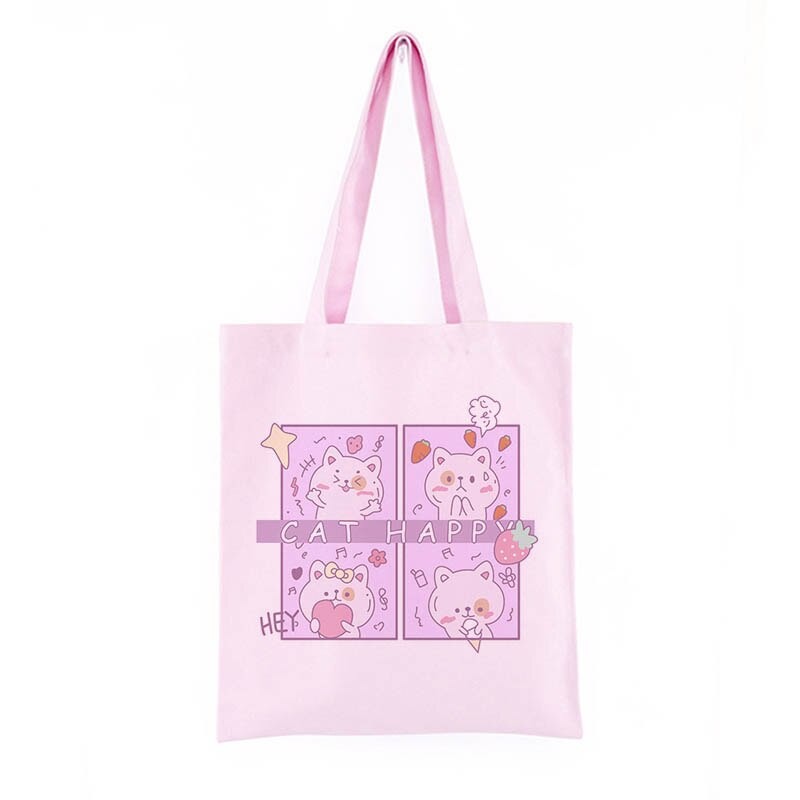 Corea Ulzzang montaña impresión de las mujeres bolso de la lona de las mujeres ocasionales bolsa de gran capacidad bandolera de dibujos animados Y2K las mujeres bolsas de compras: Fen01