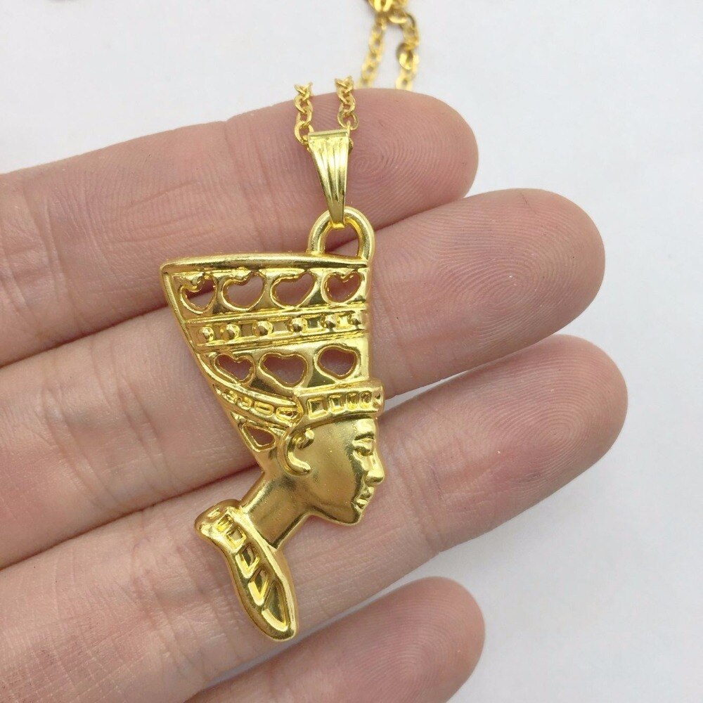 Antikke egyptiske dronning halskjede anheng egypt nefertiti hode portrett smykker