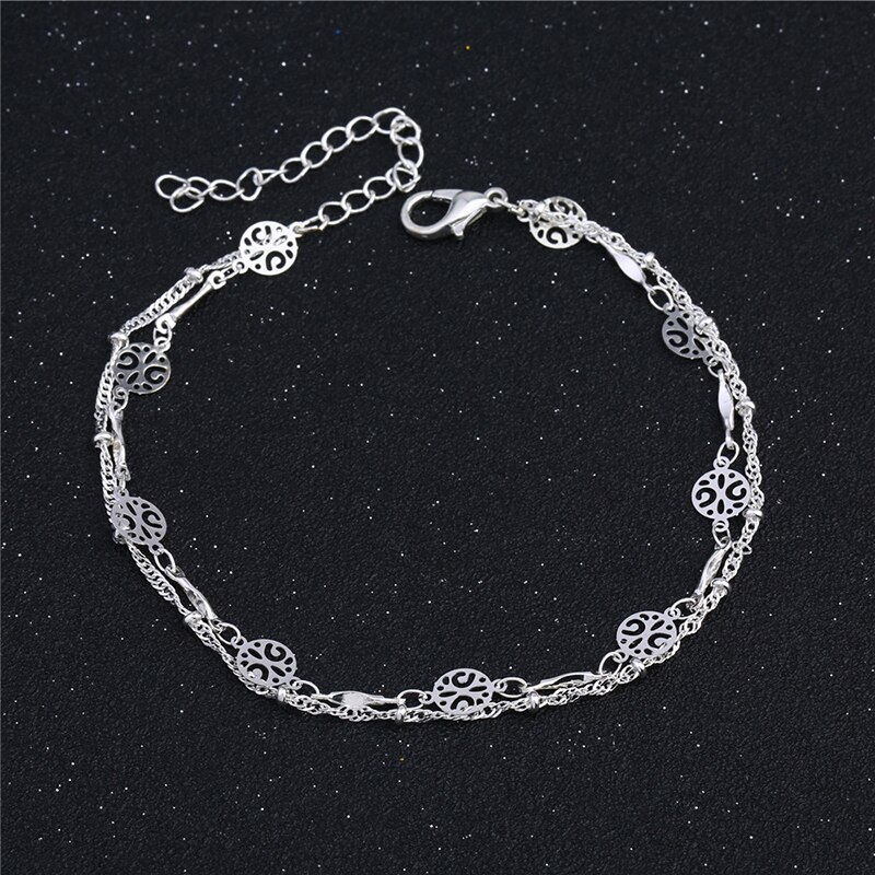 Summer Beach Ankles Foot Bracelet Flower Foot Jewelry For Women 925 Sterling Silver Chain Link Anklet SB165