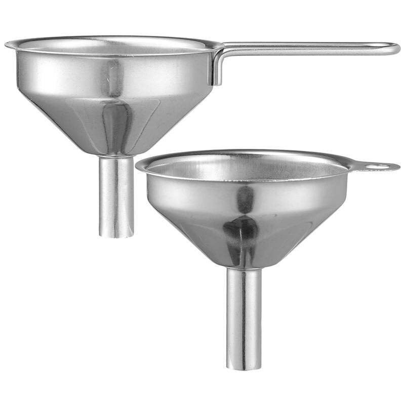 2 uds embudo de acero inoxidable cocina aceite tolva para líquidos embudo Metal cocina Kit hogar verter el aceite de cocina dispensador