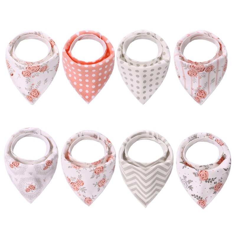 8 Pcs Baby Newborn Feeding Bibs Soft Cotton Saliva Towel Toddler Triangle Scarf: 1