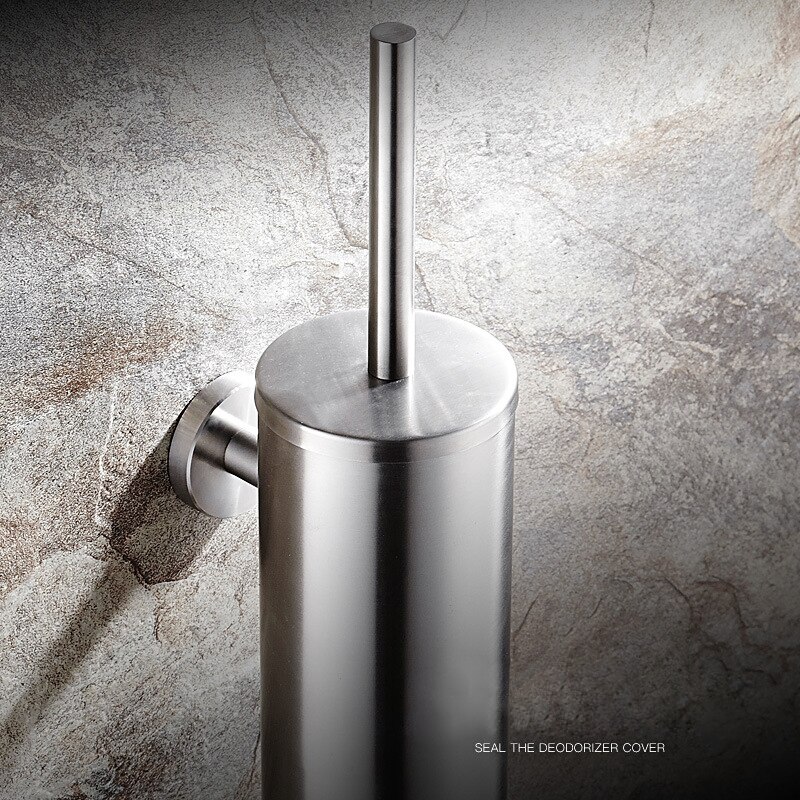 Popular SUS 304 Stainless Steel Deodorant Anti-smell Wall Mounted Bathroom Brushed Round Toilet Brush Holder TH516