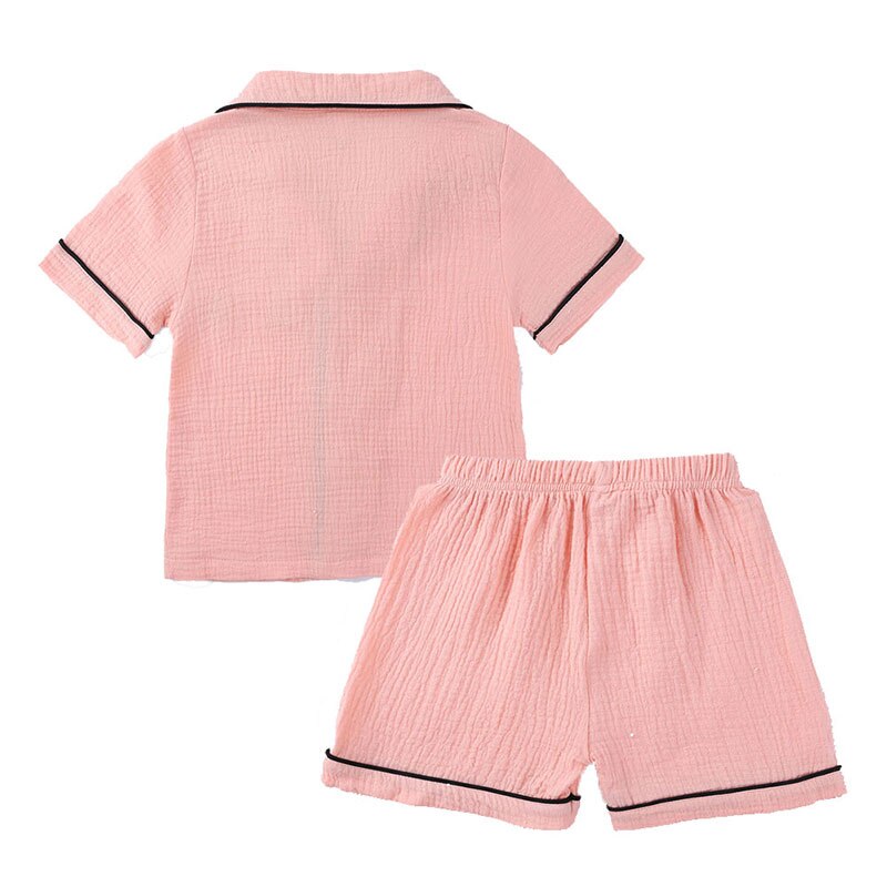 Effen Kleur Kinderen Pyjama Set Zomer Kids Jongens Nachtkleding Pak Korte Mouw Nachtkleding + Broek Kids Kleding 3-7 Jaar