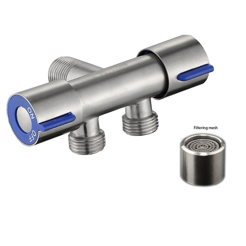 ULA 304 Stainless Steel Three-way Water Valve One Inlet and Two Outlet Valve with Double Switch Double Outlet Water Fill Valve