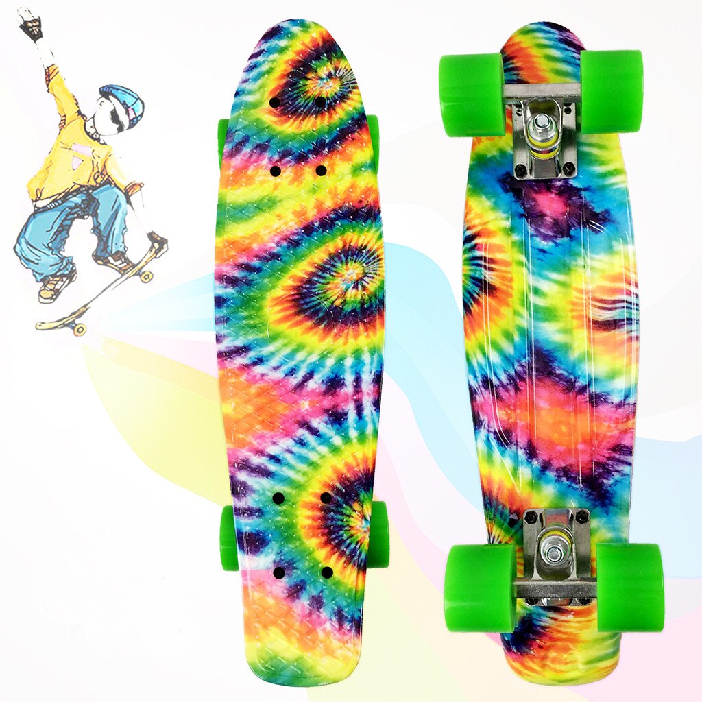 22 pouces quatre roues Mini Longboard couleur Pastel Skate Board skateboard 4 roues rétro Skateboard pour adultes adolescents enfants #0626G30
