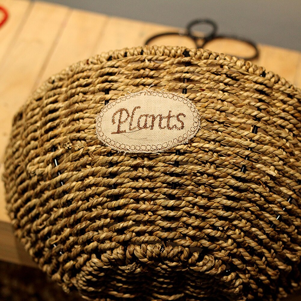 Cestas colgantes de paja para el hogar y el jardín, cesta de almacenamiento con colgador de flores para plantas, maceta colgante de pared