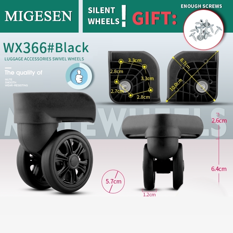 1 Pair of Universal Luggage Wheel Replacement Silent Balanced Wear-Resistant Universal Caster Luggage Accessories: Brown