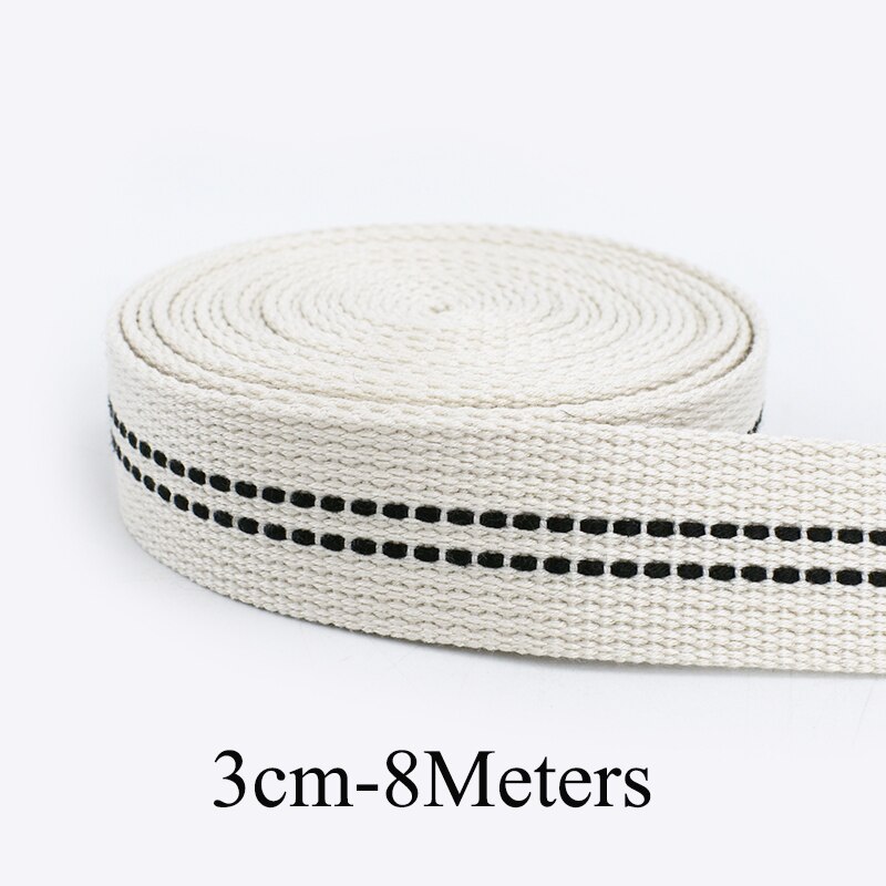 4/8Meter Meetee 3Cm Polyester Katoen Jacquard Lint Spanband Diy Handtas Riem Bias Tape Bingding Voor naaien Accessoires: OriginalWhite-8Meter