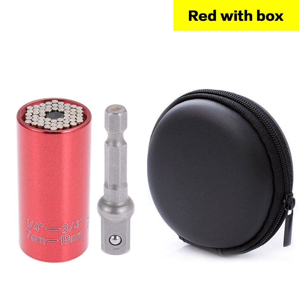 Universal Hardware Torque Wrench Head Set Socket Sleeve In Wrench 7-19mm Spanner Key Magic Grip Portable Multi Hand Tools: Red with box
