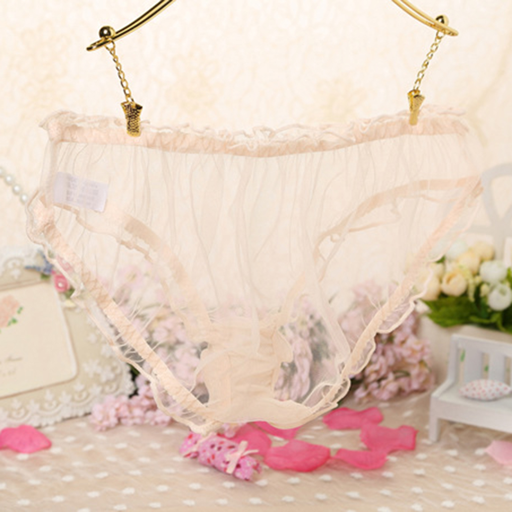 Slip Transparent pour femme filles dame culotte à volants bord maille tentation sous-vêtements: 6
