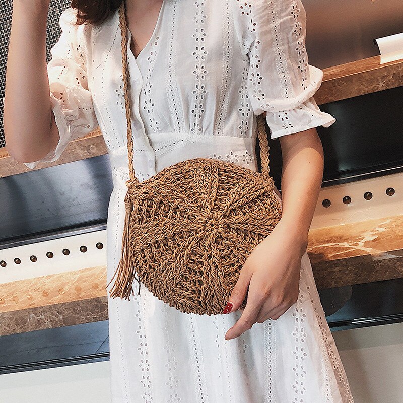 Capacity Straw Bags Women Handmade Woven Basket Bolsa Tote Summer Bohemian Beach Bags Luxury Brand canvas Lady Handbags