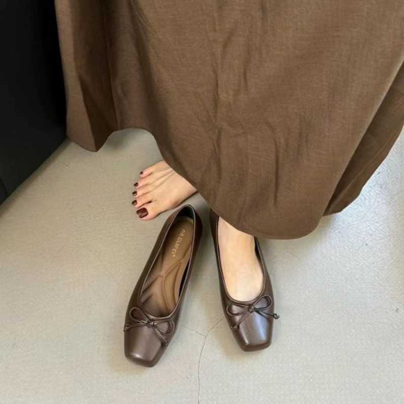 Bowtie scarpe basse donna ballerine punta quadrata Slip on ballerine mocassini pigri mocassini scarpe Casual Comfort da donna 2024