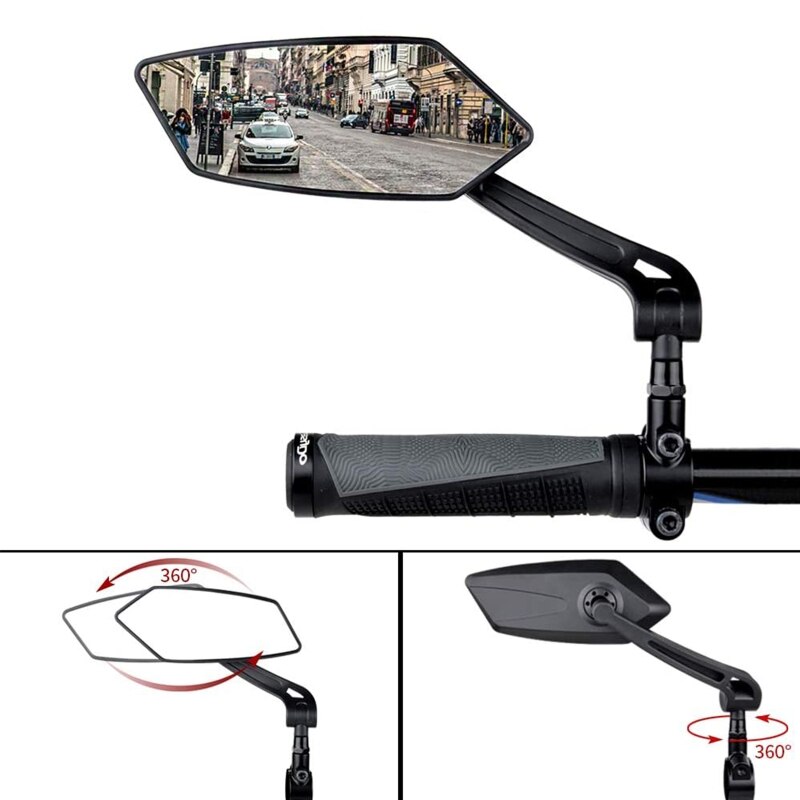 1 Set of Bike Mirror 360 Degree Rotatable Cycling Rear View Mirrors Bicycle Handlebar Rearview Mirror MTB Safe Mirror