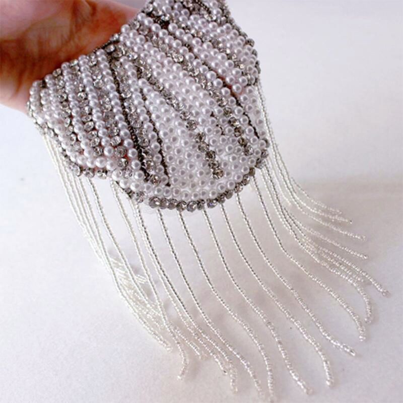 unisex handgefertigt Schmuck Quasten Kette Epaulette Faux Perle Schulter Bord Abzeichen