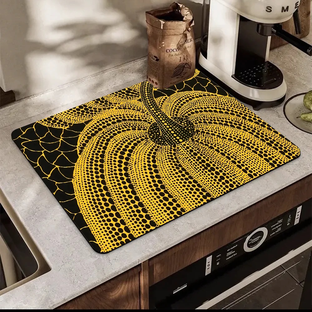 Yayoi Kusama Vloermat Gedrukt Schotel Droogmat Super Absorberend Koffie Afvoer Pad Servies Quick Rug Keuken Servies Placemat