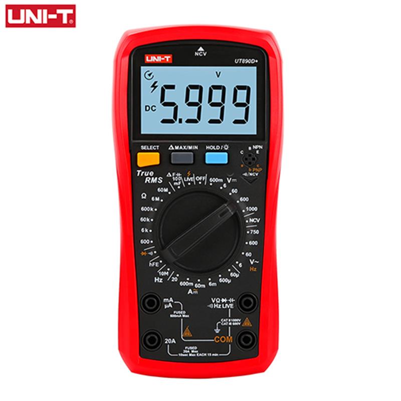 UNI-T UNI T Digital Multimeter True RMS UT890C UT890D+ Manual Range AC DC Frequency Capacitance Temperature Tester Backlight: UT890D Plus
