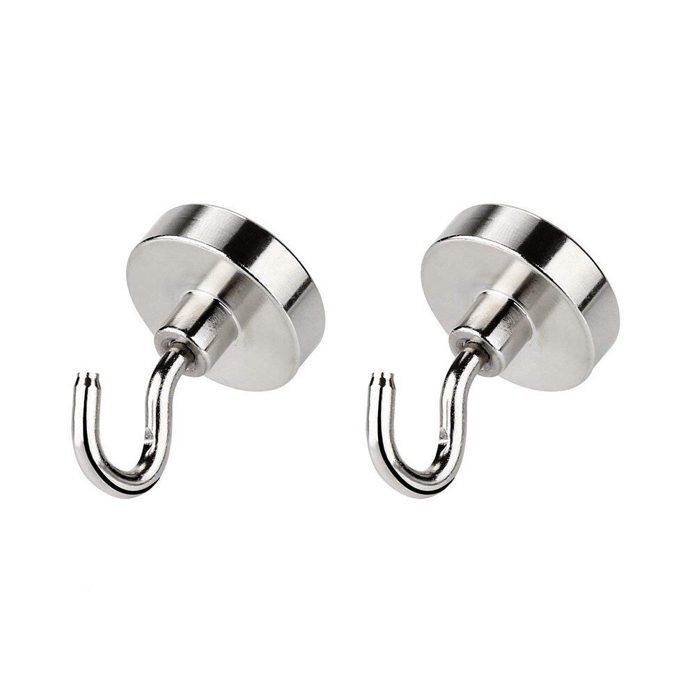 Crochet magnétique en néodyme doré, crochet solide pouvant contenir jusqu&#39;à 13kg 6 livres de diamètre 20mm, pour la cuisine à domicile et le travail: D12 / Hook-Silver 2PCS
