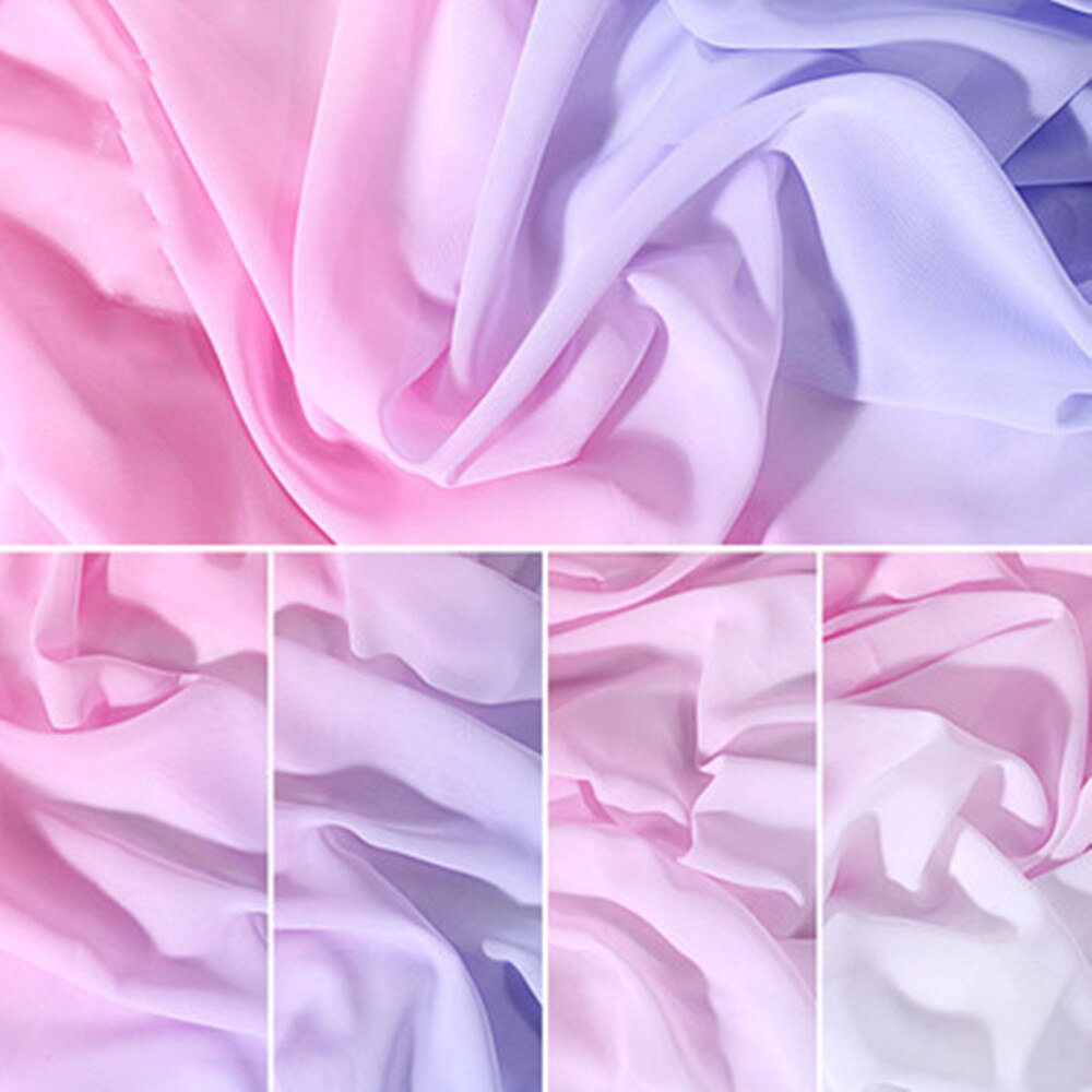 Pink Purple Gradient Chiffon Fabrics Light Thin Gauze Mesh Cloth Summer Garments Costumes Tissue DIY Sewing Textile 1 Meter Tiss