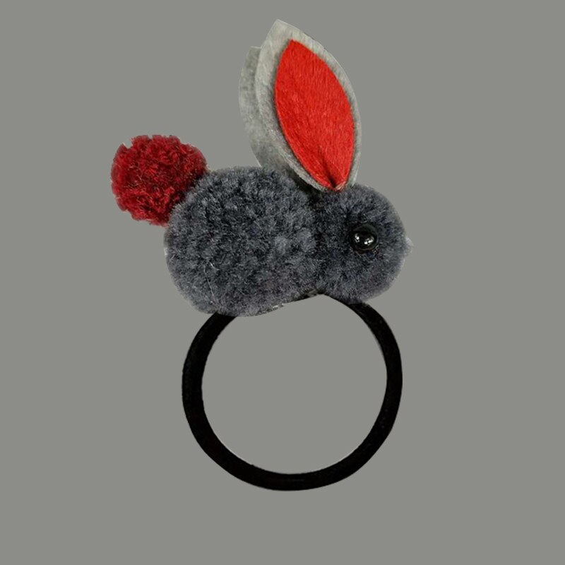 bandeau de dessin animé animal fait à la main en peluche lapin mignon coiffe unique fille pompon bandes de caoutchouc 6 couleur cheveux accessoires: 10