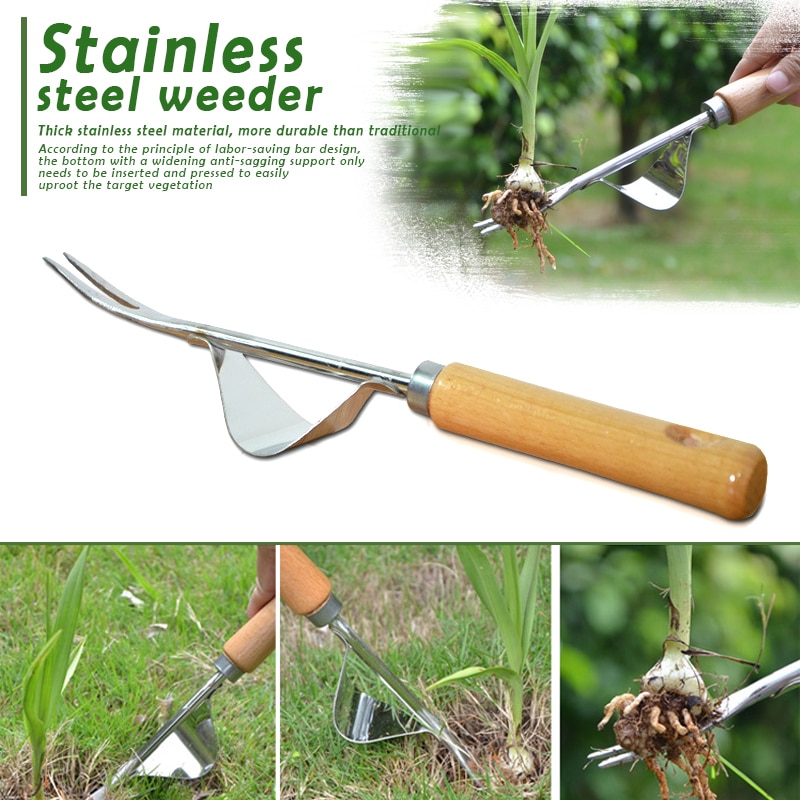Deshierbe de mano de acero inoxidable, desbrozadora, extractor de excavación, cabezal bifurcado, deshierbe pala, herramientas de recorte de jardinería, M25: Default Title