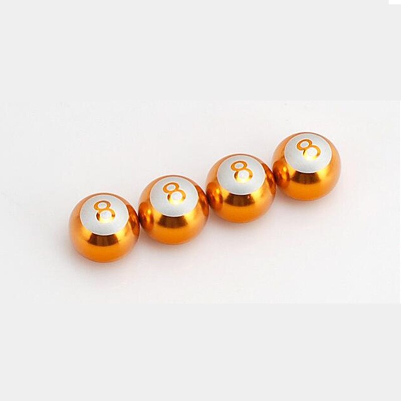 4 sztuk/zestaw uniwersalny aluminium samochodów zawór czapki kreatywne bilard czarny 8 koła czapki pyłoszczelna ze stali nierdzewnej czapki dla samochodów motocykl opon: złoto