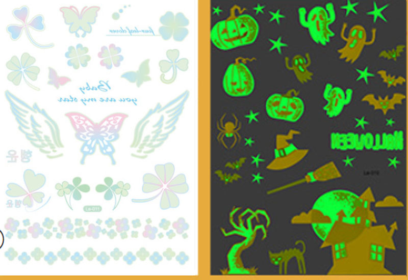 Luminous Stickers Decals Glow in the Dark decoration Fluorescent Cute smiley face stickers Christmas Halloween Luminous Sticker: J