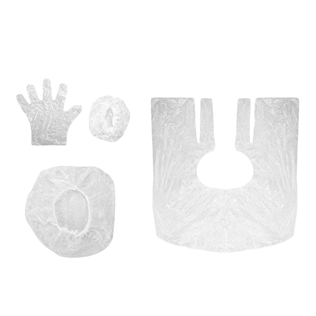 Unissex quatro conjuntos de touca de chuveiro descartável earmuffs luvas xale girth ferramentas 20 pçs quatro peças de corte de cabelo barbeiro cabo barbeiro ferramentas: Default Title