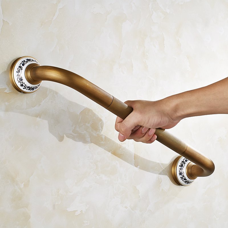 Antik børstet kobber porcelæn base badeværelse hardware håndklæde hylde sæbeskål papirholder klud krog badekar tilbehør 803a