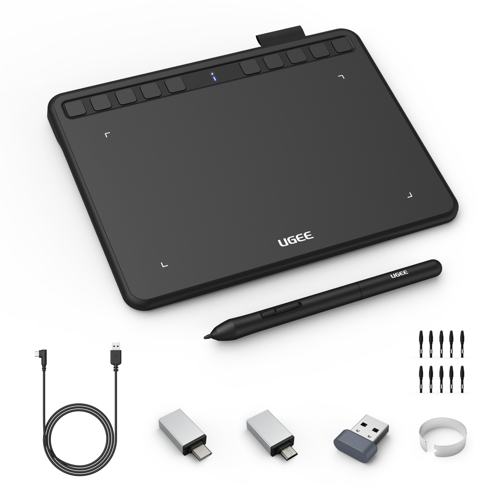 UGEE S640W Wireless Graphics Tablet Digital Pen Drawing Tablets with 10 Shortcut Keys for Game OSU! Artist Online eLearning