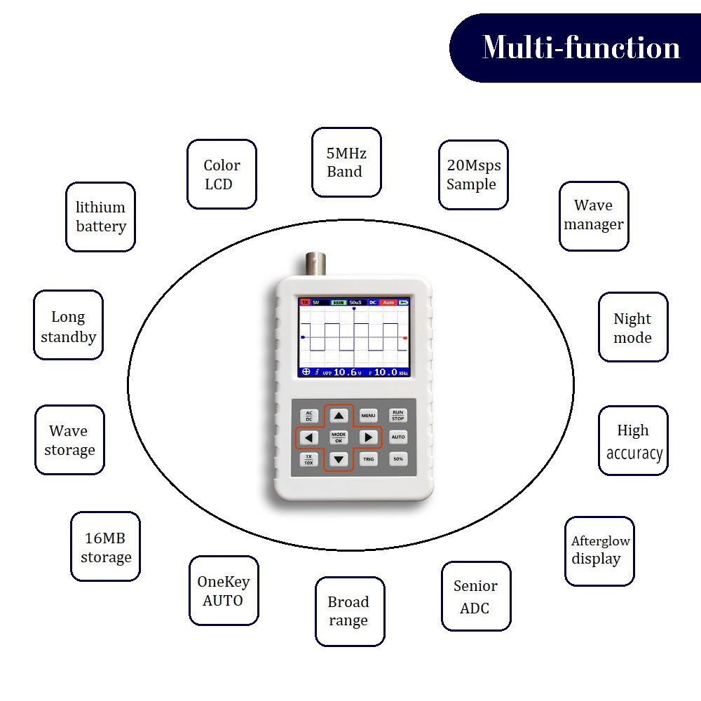 KKMOON DSO Digital Oscilloscope 5MHz Singal Channels 20MS/S Real Time Sample Rate USB Host and Device Connectivity