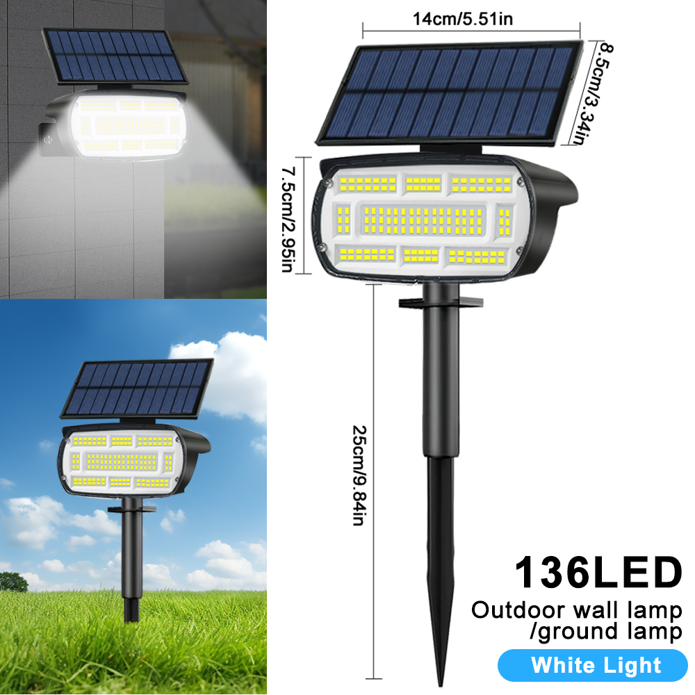 136 LED Solar Spot Landscape Lights Outdoor Waterproof Large Area Lighting Solar Spotlights Garden Pathway Driveway Walkway: Orange / 11-15W