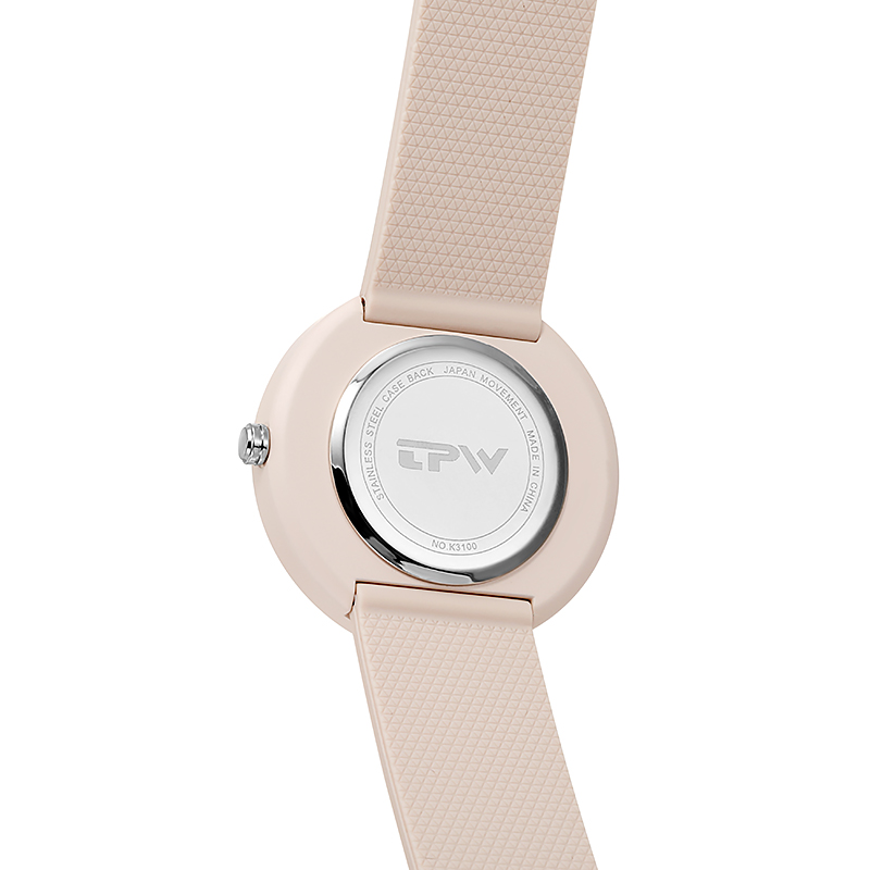 Reloj minimalista para mujer Caja de 41 mm con correa de caucho con acabado PVD