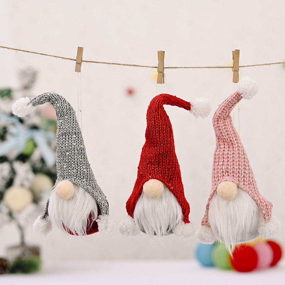 Kerst Pailletten Hoed Bos Oude Man Faceless Pop Ornamenten Jaar Decoratie Familie Boom Kinderen Kerst I8O6