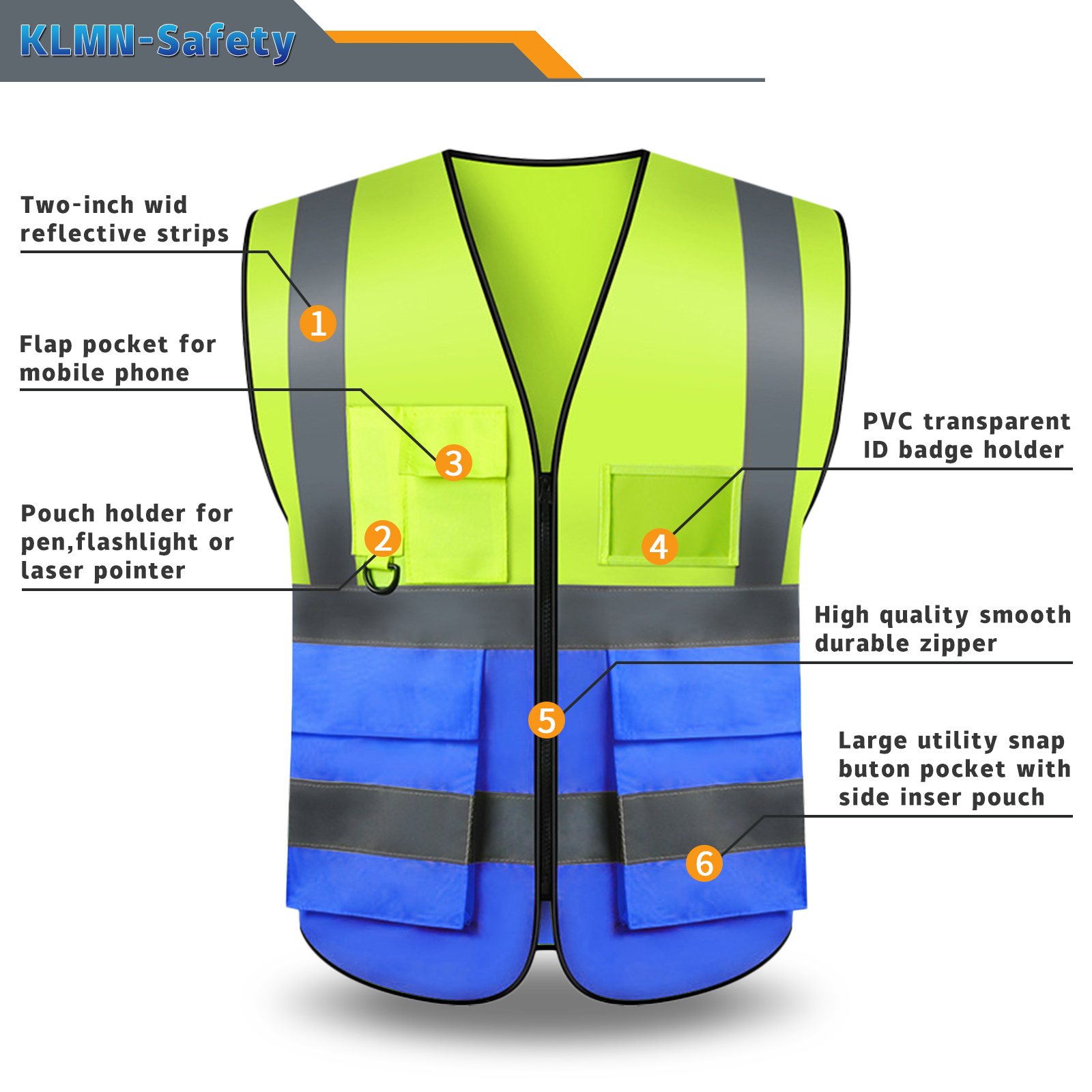 Custom Your Text Logo Reflective Safety Vest Construction Work Traffic Vest Railway Coal Miners Uniform Security ANSI Class 2