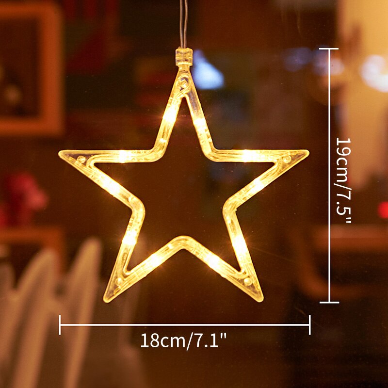 Christmas Snowfake Bell Lights Festoon Led String Lights Star Garland on Window Curtain Tree Decoration Halloween Wedding Light: Star