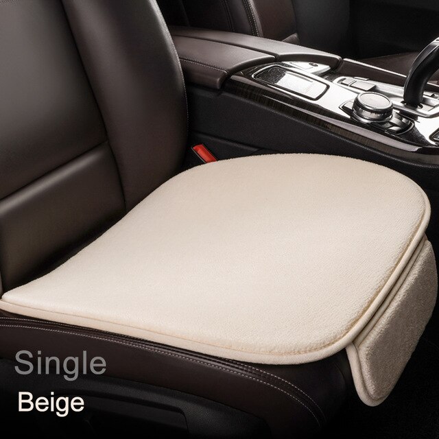 Super Soft Polar Fleece Car Seat Cover Pad Universal Breathable Plush Cushion Car Seat Protector Mat Car Accessories: Beige front 1pcs