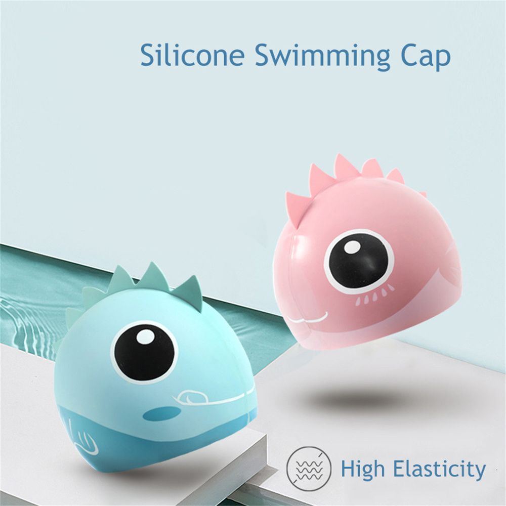 Childrens Waterproof Junior Cartoon Cap Shark Fish Character Swimming Cap Kids Swim Hat Silicone Swim Hat