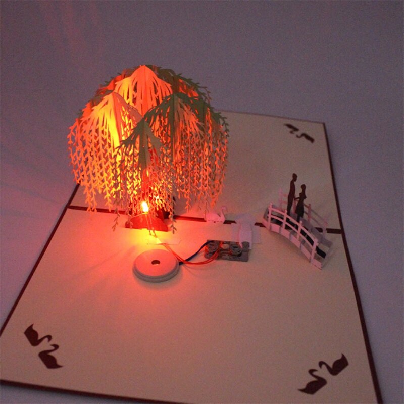 Weihnachten 3D Pop hoch Grußkarten LED Licht Musik Karte Mit Umschlag Postkarten Für Weihnachten Dekoration