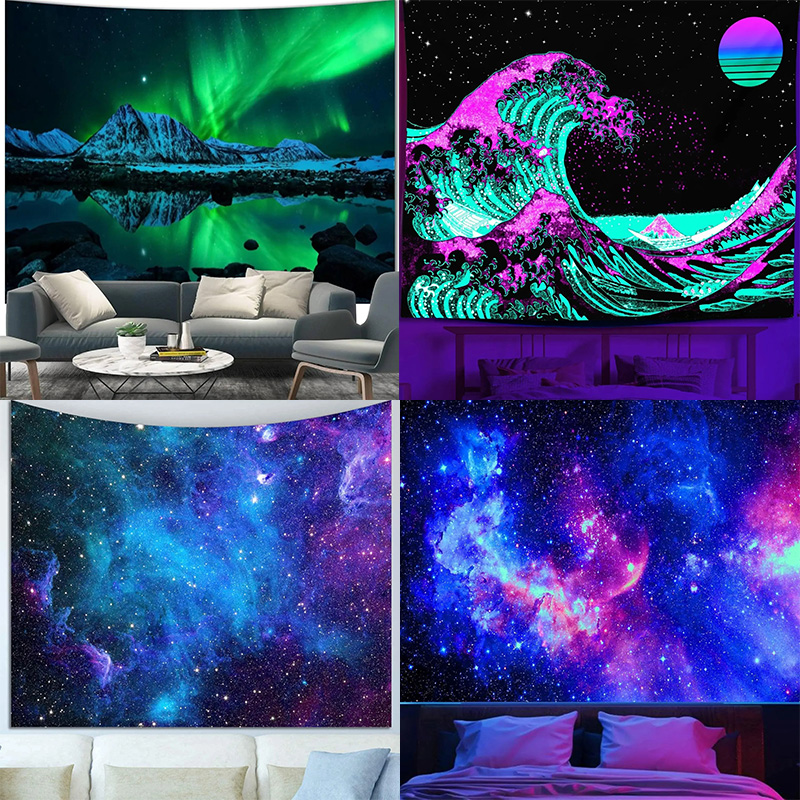 Tapiz de galaxia para decoración de habitación, tapiz espacial estético para dormitorio, nebulosa misteriosa, pintura colgante de pared, fondo para sala de estar