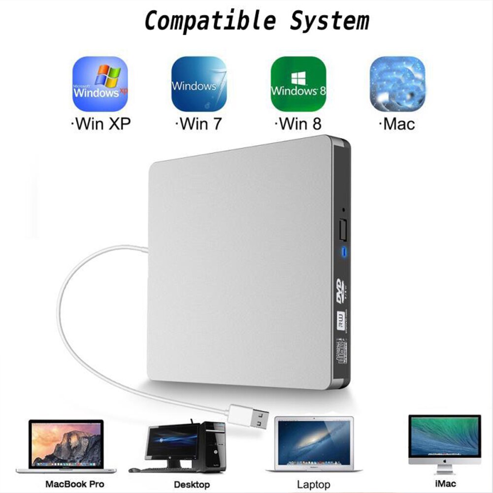 Recorder Burner CD-RW Portable Reader USB 3.0 Player External Optical DVD Drive